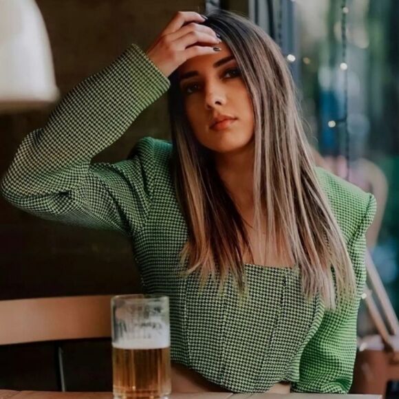 NWT Zara ❤️Bloggers Favorite Green Houndstooth Crop Top Size XS tweed te… - Picture 9 of 16